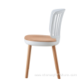 plastic back chair with wood leg&seat